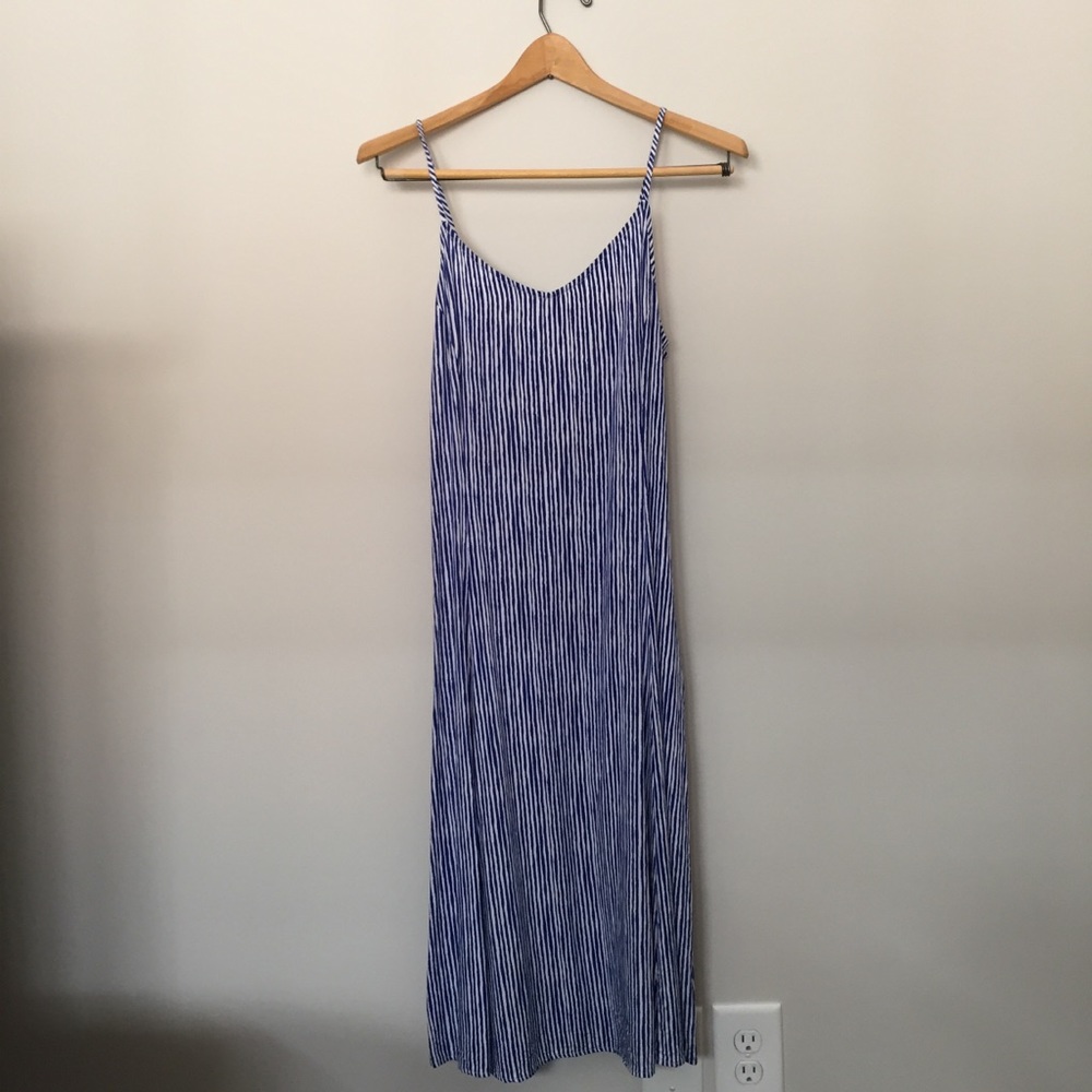 Blue and white midi dress